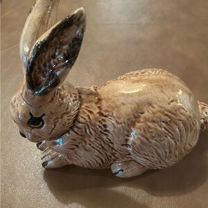Brown Ceramic Easter Rabbit Figurine - Decorative Home Accent